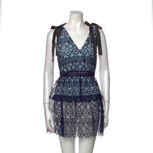 Self-Portrait Lace Pattern Blue Dress